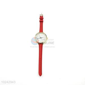 Promotional Red Wrist Watch with Leathern Watchband for Sale