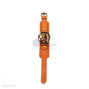 Promotional Orange Wrist Watch with Leathern Watchband for Sale