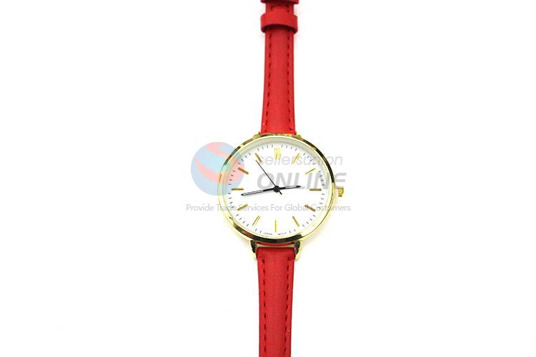 Promotional Red Wrist Watch with Leathern Watchband for Sale