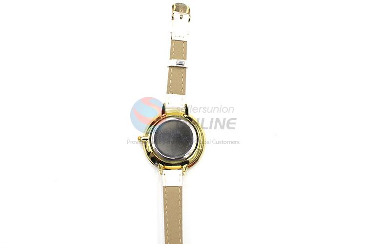 Simple White Wrist Watch with Leathern Watchband for Sale