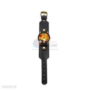 Hot Sale Black Wrist Watch with Leathern Watchband for Sale