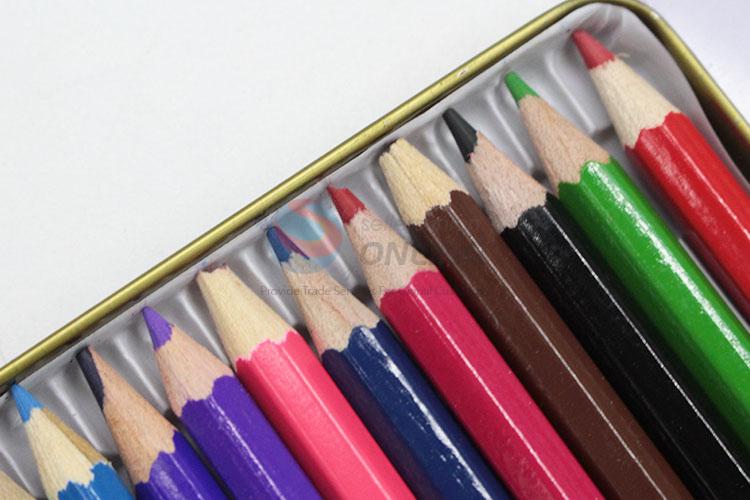 Stundets Stationery 12 Colors Wooden Colour Pencil in Iron Box