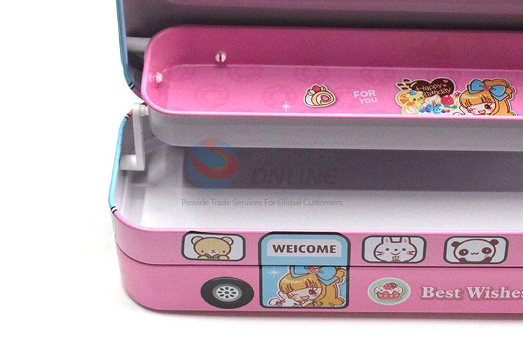 Promotional Wholesale Pink Iron Pencil Box for Student