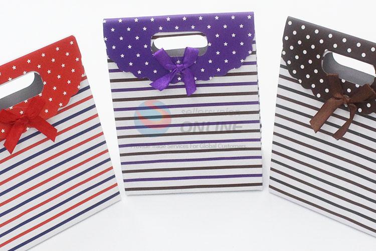 Best low price 3pcs stripe red/purple/coffee gift bags