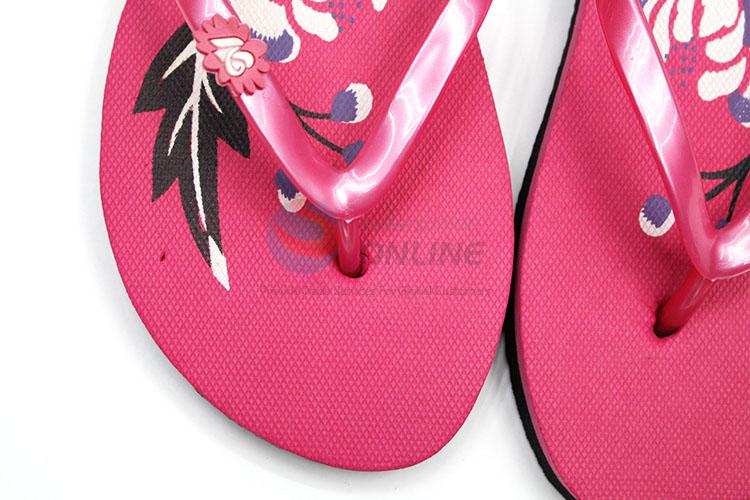 Wholesale Nice Flower Printed Red Summer Slippers for Sale