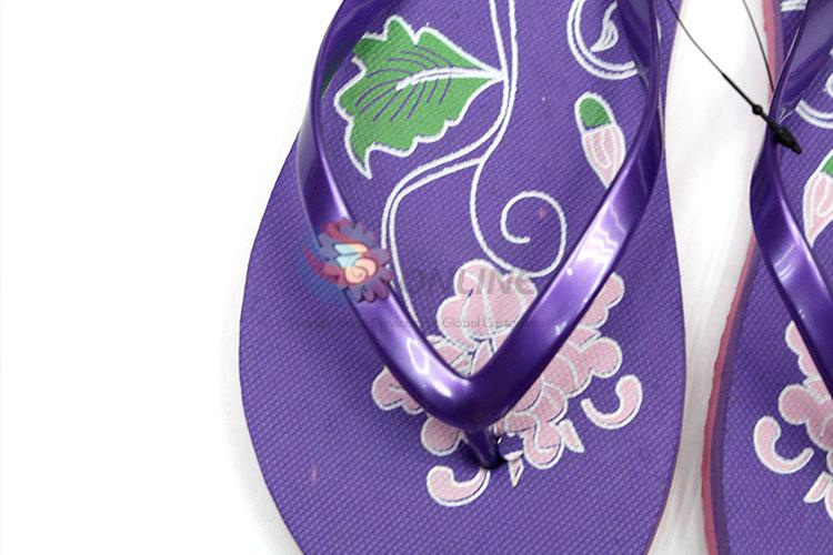 Nice Flower Printed Purple Summer Slippers for Sale