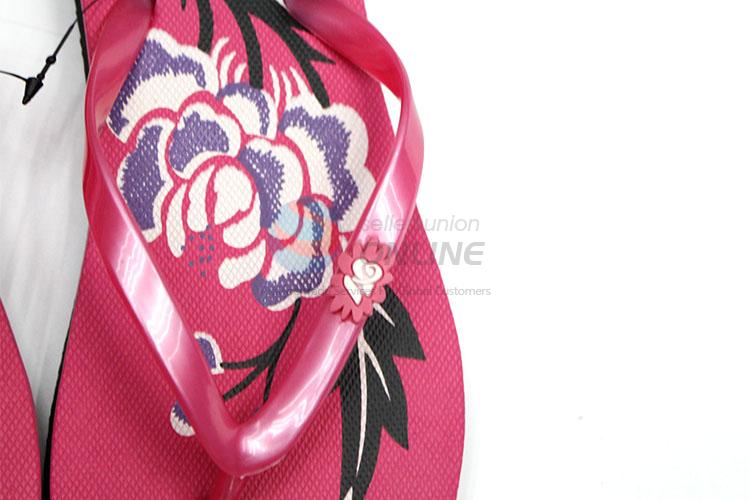 Wholesale Nice Flower Printed Red Summer Slippers for Sale