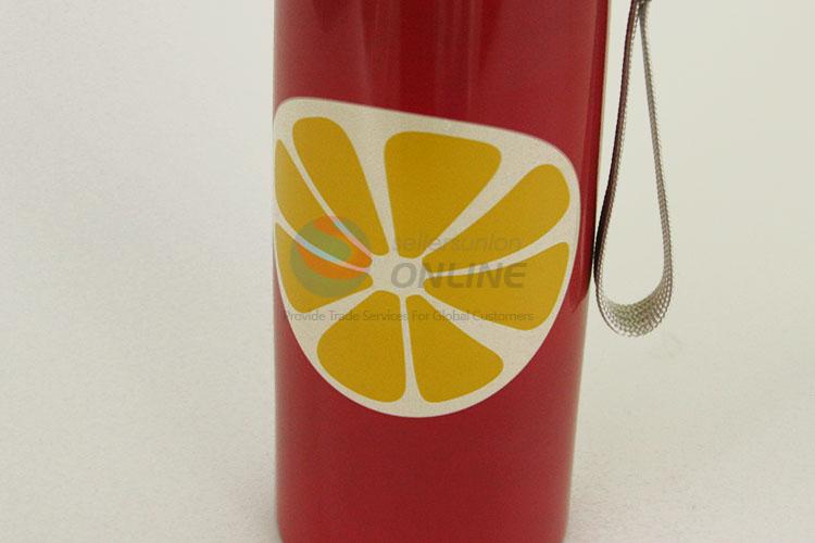 Best Selling Red Color Lemon Pattern 201 Stainless Steel Vacuum Cup Portable Water Bottles