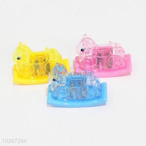 Wholesale cute fashionable low price hobbyhorse shape 3pcs pencil sharpeners