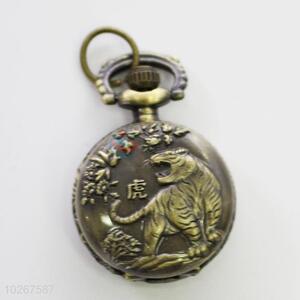 High Quality Vintage Tiger Pattern Bronze Metal Pocket Watches