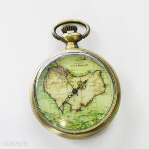 Fashion Map Pattern Vintage Bronze Metal Pocket Watches