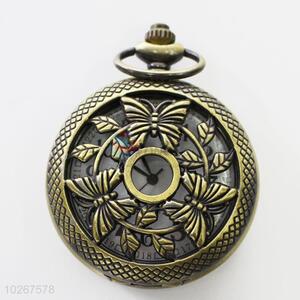 Hollow Out Butterfly Design Vintage Bronze Metal Pocket Watches