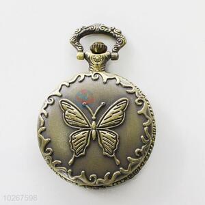 Fashion Butterfly Pattern Vintage Bronze Metal Pocket Watches