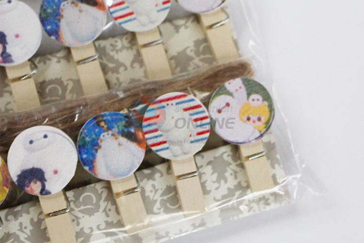 New Office Accessories Mini Cartoon Pattern Wooden Clips