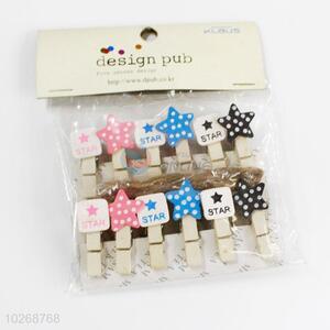 Factory Supply Office Accessories Cute Mini Star Shaped Wooden Clips Memo Clip