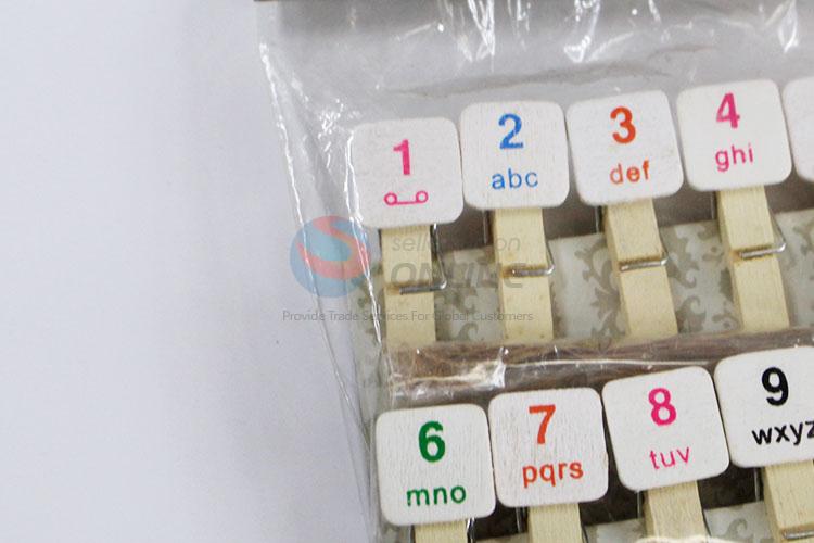 Colorful Numbers Party Natural Clips Office Supplies Mini Wooden