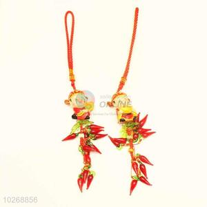 Red Chili String Hanging Decoration with the God of Wealth