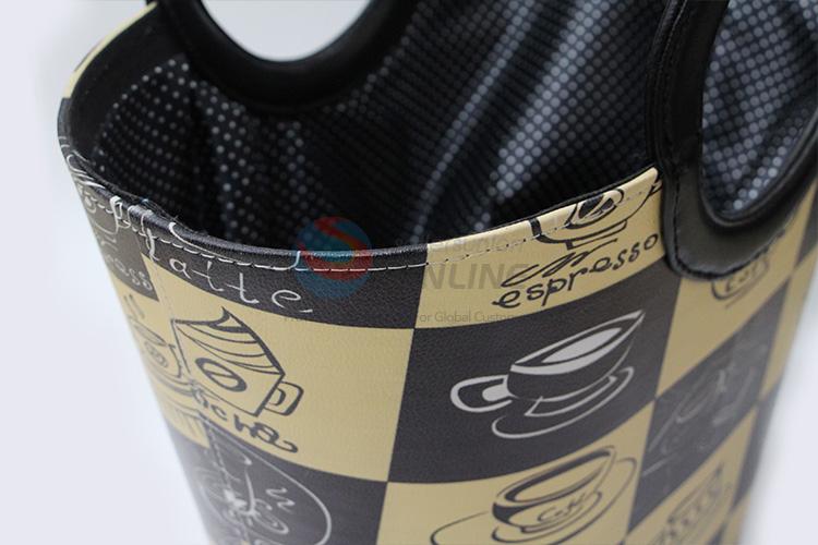 Unique Coffee Pattern PU Hand Shopping Basket