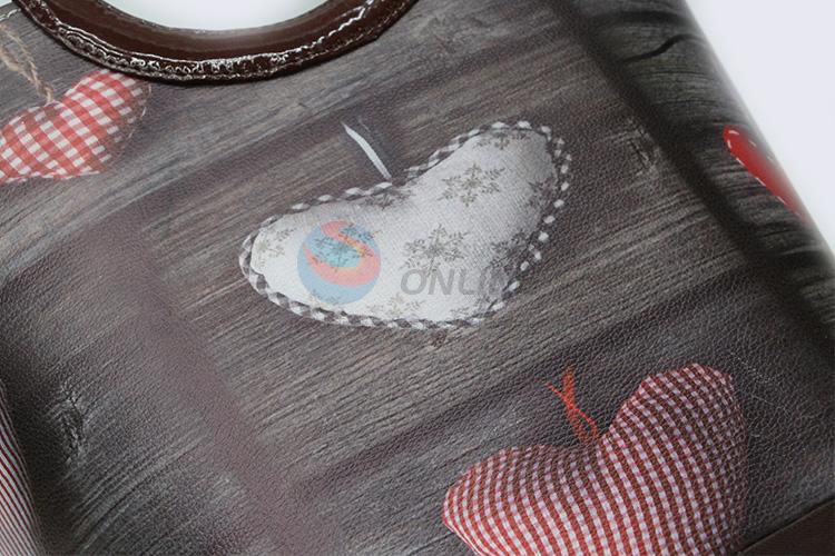 Made In China Love Pattern PU Hand Shopping Basket