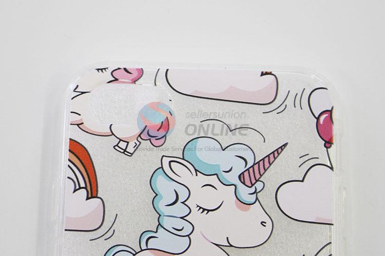 Pink Color Cartoon Unicorn Pattern Silicone Mobile Phone Shell for iphone