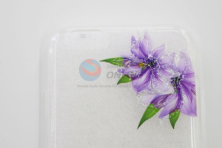 Hot Sale Purple Flower Printed Silicone Mobile Phone Shell for iphone