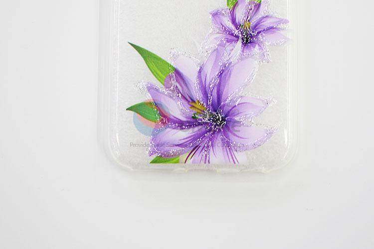 Hot Sale Purple Flower Printed Silicone Mobile Phone Shell for iphone