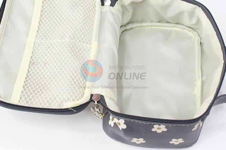 Flowers Pattern Professional Cosmetic Bag Women's Large Capacity Storage Handbag