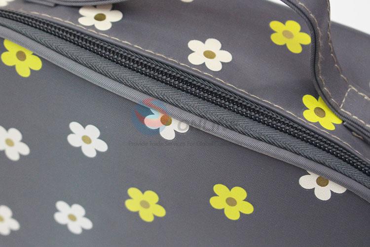 Flowers Pattern Professional Cosmetic Bag Women's Large Capacity Storage Handbag