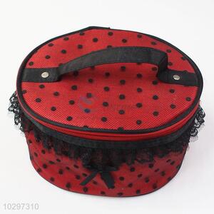 Bottom Prices Lace Decoration Black Dotted Cosmetic Bag