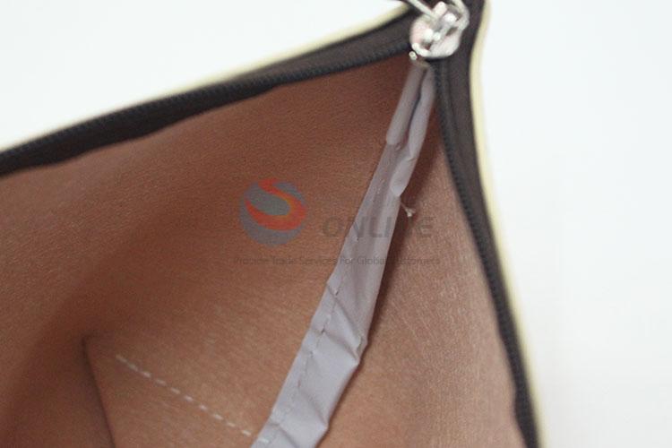 Hot Selling Beige Color Simple Style Zipper Cosmetic Bag