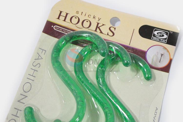 Fancy Design Green S Shape Hanher Sticky Hooks