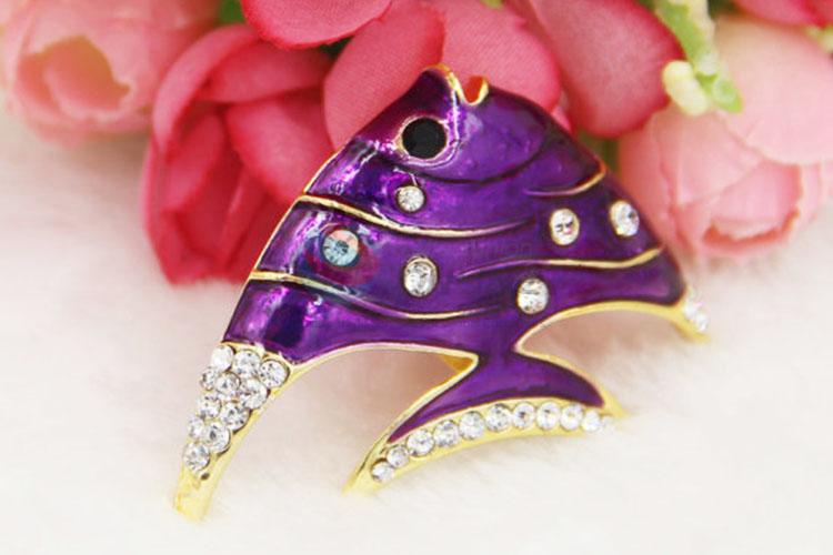 Fish Shaped Rhinestone Breastpins for Evening Dress