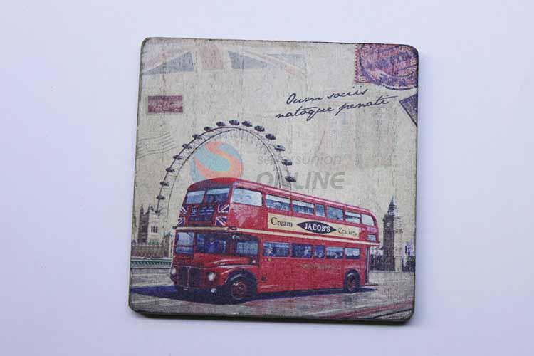 Red Bus Pattern Square Cup Mat/Cup Coaster