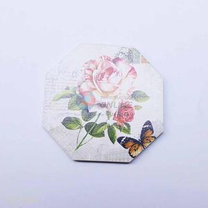 Flower Pattern Octagon Shaped Cup Mat/Cup Coaster