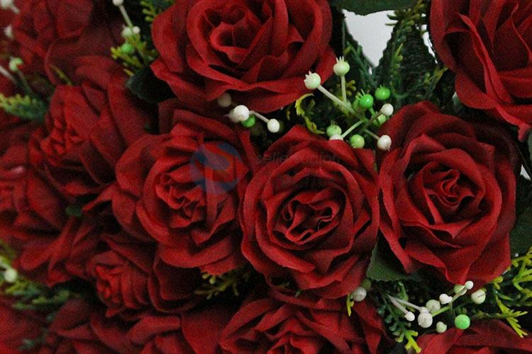 Vivid 36 Heads Red Roses Real Touch Flowers for Party Decoration