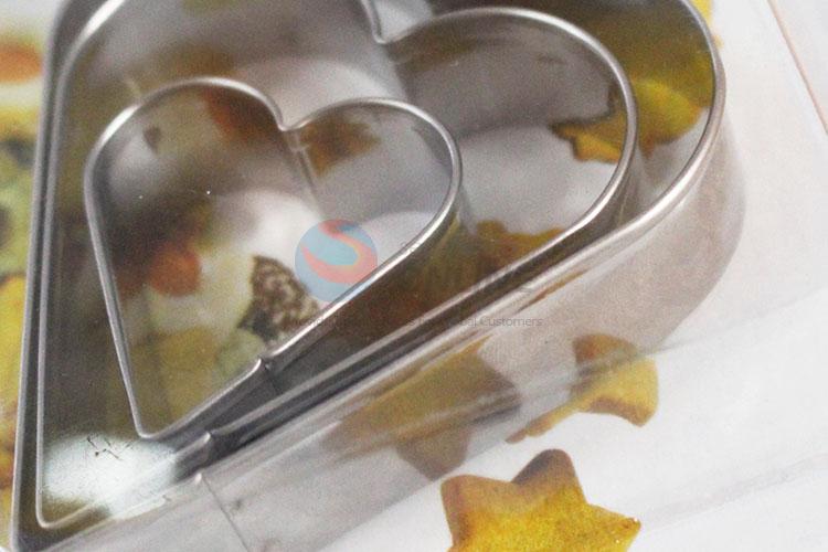 Hot sales best fashion style loving heart shape 3pcs biscuit moulds