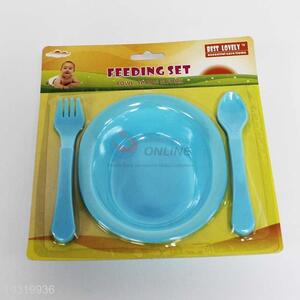 4PC/set Blue Color Baby Supplies Baby Fork Spoon Bowl Set