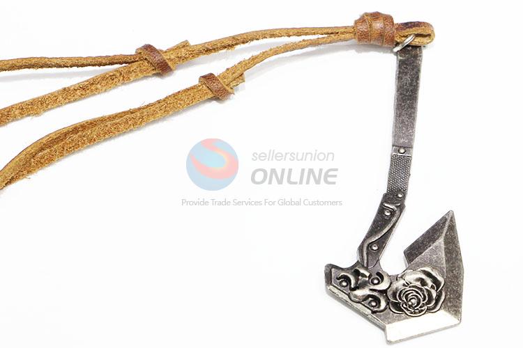 Best Selling Cowhide Sweater Necklace with Axe Pendant