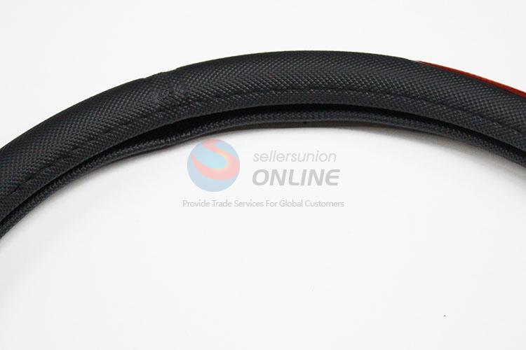 Black Colors Car Steering Wheel Cover Leather Size 38cm