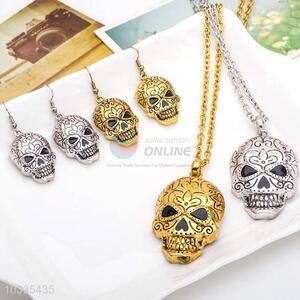 Cute design wholesale skull shaped necklace&earring  set