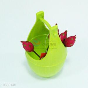 Dragon Fruit Shaped Fruit Toothpicks with Bucket Holder