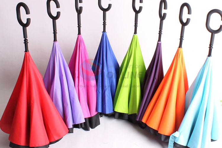 New Fashion Seven Colors Inverted Umbrella Double Rain Umbrella Windproof Uv Protection