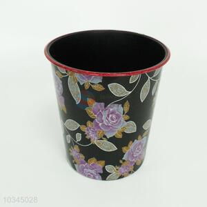 Nice flower pattern plastic garbage can