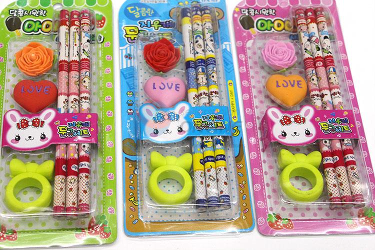 Beautiful Nice  Cartoon Pen and Rubber/Eraser Set for Student