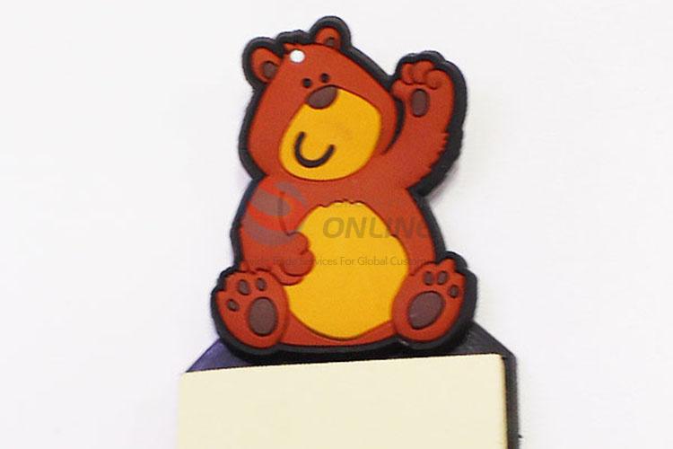 Wholesale Cheap Non-toxic Soft Rubber Bear Shape Fridge Magnet with Sticky Memo