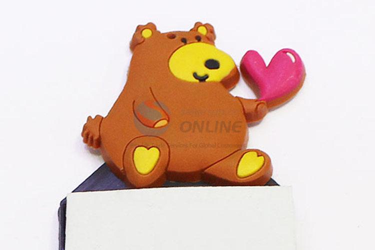 Creative Utility Non-toxic Soft Rubber Bear Shape Fridge Magnet with Sticky Memo