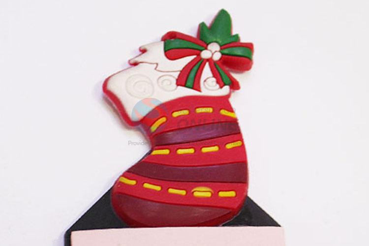 Best Selling Eco-friendly Christmas Stocking Shaped Fridge Magnet with Memo Pad