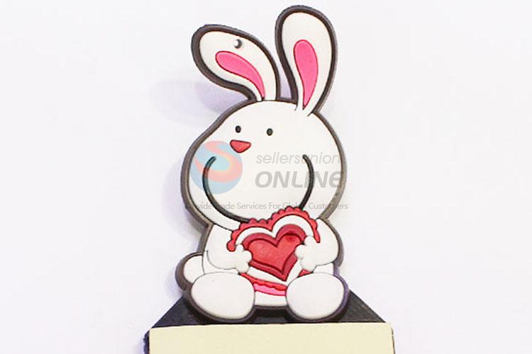 China Factory Non-toxic Soft Rubber Rabbit Shape Fridge Magnet with Sticky Memo