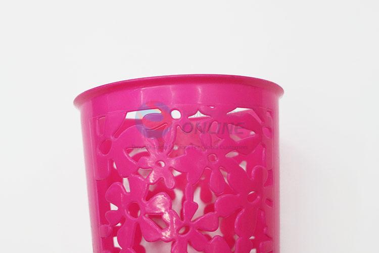 Hollow Flower Design Mini Desk Plastic Ashcan Trash Can