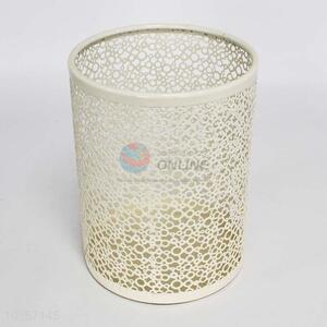 Beige Color Iron Wastepaper Dustbin Baskets